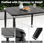NUU GARDEN Outdoor 37” Dining Table, Square Metal Dining Table with Umbrella Hole, Patio Dining Table with Powder-Coated Frame and Slatted Tabletop, for Garden, Backyard and Balcony, Black