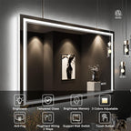 48 x 30 Inch LED Bathroom Mirror with Lights, Front and Backlit Anti-Fog Dimmable Memory Lighted Bathroom Vanity Mirrors for Wall, Shatterproof Led Mirror for Bathroom