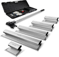 Professional Drywall Skimming Blade Kit (12", 16", 24", 32" & 40"), Stainless Steel Wall Finishing Tools with Extension Pole, Roller & Putty Knife, Lightweight Set with Carrying Case
