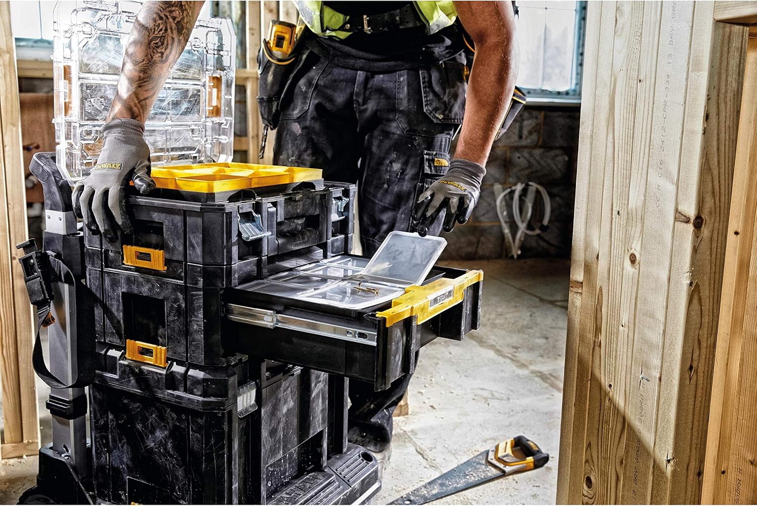 DEWALT DWST1-70705 T-Stak III Tool Storage Box with Drawer, Yellow/Black, 17.6 cm*44.0 cm*31.4 cm
