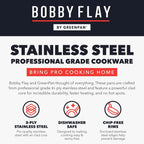 GreenPan x Bobby Flay 10 Piece Stainless Steel Cookware Set, Tri-Ply Multiclad Pots & Pans, Professional Grade, Oven & Broiler Safe to 600°F, Dishwasher Safe, Durable, Induction Compatible, Silver