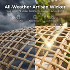 NICESOUL Wicker Egg Chair with Ottoman  Indoor Outdoor Egg Basket Lounge Chair w/Cushion  Oversized Egg Seat with Legs 440 Lbs  Comfy Cozy Boho Style Nest Chair w/Footrest for Patio  Balcony  Beige
