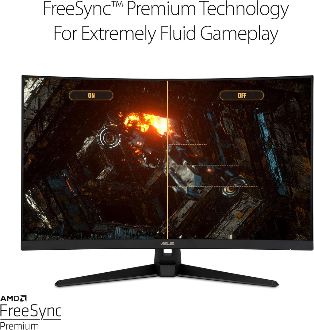 ASUS TUF 32 Inch Curved Gaming Monitor - QHD (2560 x 1440)  165Hz (Supports 144Hz)  1ms  Extreme Low Motion Blur  Speaker  FreeSync Premium  VESA Mountable  DisplayPort  HDMI - VG32VQ1B