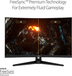 ASUS TUF 32 Inch Curved Gaming Monitor - QHD (2560 x 1440)  165Hz (Supports 144Hz)  1ms  Extreme Low Motion Blur  Speaker  FreeSync Premium  VESA Mountable  DisplayPort  HDMI - VG32VQ1B