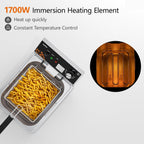Commercial Deep Fryer 10.56Qt Countertop Fryers 1.0mm Thickened Stainless Steel 1700W Electric Immersion Deep Fryer with Basket Adjustable Temperature for Home Kitchen Restaurant