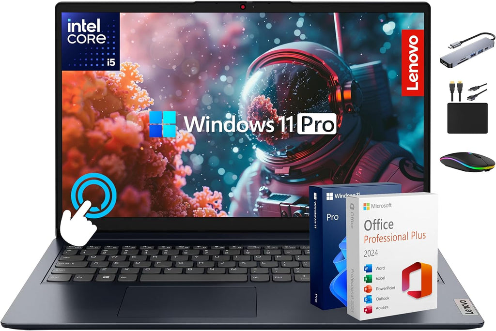 Lenovo IdeaPad Touchscreen Laptop 2025-2026 Business Computer  Lifetime Office  15.6" FHD  10-Core Intel i5  24GB RAM  1TB Storage (512GB SSD +500GB Ext)  Long Battery  MarxsolAccessory  Win 11 Pro