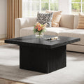 Tribesigns Square Coffee Table, 31.5-Inch Fluted Coffee Table, Mid-Century Modern Living Room Table, Large Cocktail Table for Living Room, Easy Assembly, Black