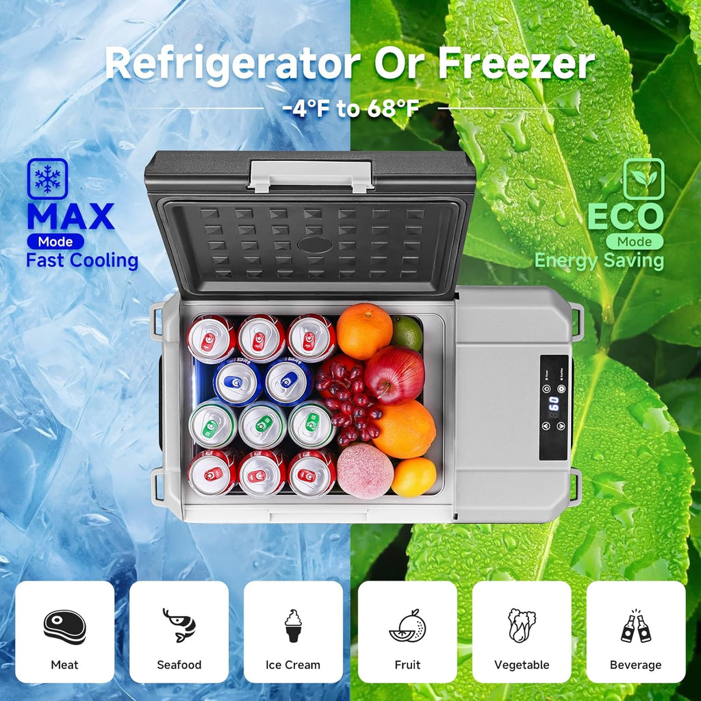 BODEGA BODEGACOOLER 12 Volt Car Refrigerator, 18 Quart Portable Freezer, Car Fridge -4℉-68℉, Compressor Electric Cooler 12/24V DC100-240 Volt AC for Outdoor RV Camping Travel Vehicles Home Use, Black