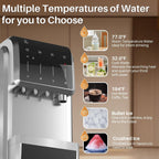 EXCELPURE 5-in-1 Bottom Loading Water Dispenser with Ice Maker, 3 Temperatures Settings - Hot, Cold and Room Water Cooler for 5 Gallon Bottle, Child Safety Lock, 35lbs/24H, WiFi, Stainless Steel