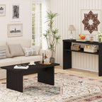 BON AUGURE Black Coffee Table, Modern Coffee Tables for Living Room, Wooden Center Table, Living Room Tables for Home, Office (Black Oak, 43Inch)