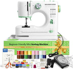 Mini Sewing Machine, 16 Stitches Dual Speed Portable Sewing Machine, Double Needle & Thread with Foot Pedal, LED Light and Sewing Kit, Easy to Use for Beginners, DIY Craft & Clothing Repair