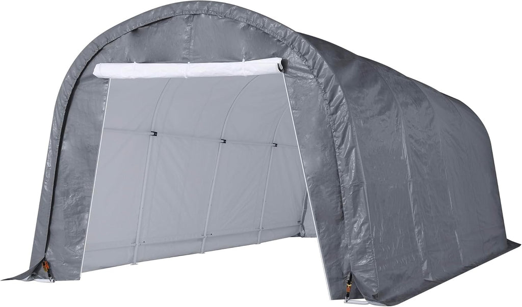 HOMPUS 10x20 Heavy Duty Carport, 180G PE Waterproof Canopy, Load Garage Shelter, Outdoor Storage Tent for Cars/Trucks/Boats/Equipment with Double Roll-Up Doors & Ground Anchors