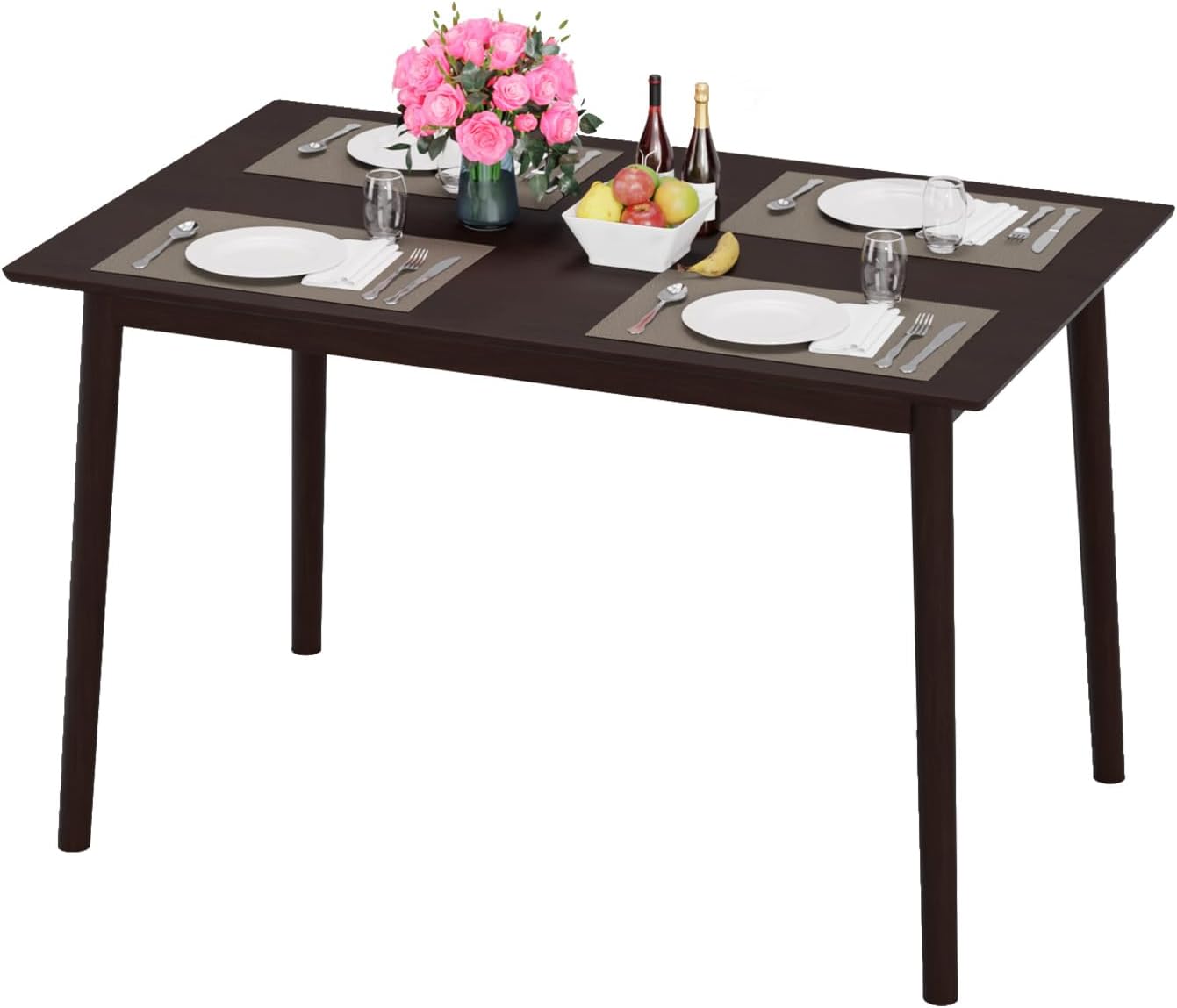 FDW 47 Inches Dining Table, Dining Room for 4 People, Small Rectangular Table for Kitchen, Quick Assembly, Small Spaces Modern Home Furniture Dinner Table, Espresso