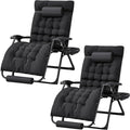 Homall Oversized Zero Gravity Chair, Set of 2 Recliner Lounge Chair with Removable Soft Cushion and Cup Holder, Adjustable Anti Gravity Chair Folding Patio Chairs Padded for Indoor and Outdoor (Black)