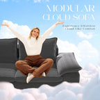 104" Cloud Sectional Couch, Boneless Couches for Living Room, L Shaped Couch with Ottoman, Modular Sectional Sofa with Deep Seat, Modern Boneless Sofa for Living Room, No Assembly (Grey, L-Shaped)