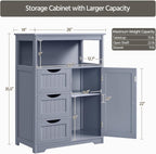 Yaheetech Bathroom Storage Cabinet Bathroom Floor Cabinet Freestanding Storage and Organizer with Door, 3 Drawers, Adjustable Shelf, 35.5 Inches Height, Gray