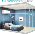 Mini Split AC/Heating System - 18000 BTU Mini Split AC Unit Inverter Heating and Cooling, 19 SEER2 230V Energy Efficient Ductless Air Conditioner Up to 1250sq.ft, 24H Timer, Installation Kit