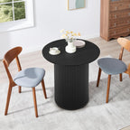 31.5" Black Round Dining Table for 2, Sturdy and Durable Round Wood Dining Table with Fluted Base, Simple Setup Small Kitchen Table for Living Dining Room Office (Black)