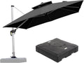 PURPLE LEAF 10 FT Patio Offset Umbrella Outdoor Cantilever Umbrella Hanging Umbrellas, 36 Month Fade Resistance & Water-repellent UV Protection Fabric Canopy with Crank & Water Tank Base (Black)