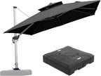 PURPLE LEAF 10 FT Patio Offset Umbrella Outdoor Cantilever Umbrella Hanging Umbrellas, 36 Month Fade Resistance & Water-repellent UV Protection Fabric Canopy with Crank & Water Tank Base (Black)