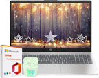 HP 15.6" Laptop with Microsoft Office 365 Included  Intel 4-Core Processor  32GB RAM 128GB SSD  Windows 11  PLUSERA Earphones  Natural Silver