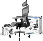 Nouhaus Ergo3D Ergonomic Office Chair Lumbar Support Mesh Office Chair with 4D Adjustable Armrest, Adjustable Headrest and Wheels, Mesh High Back Home Office Desk Chairs (Grey)
