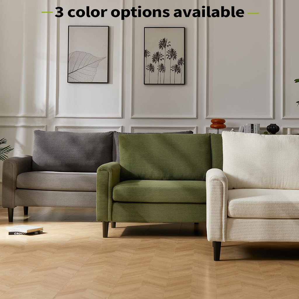Brelice 80" Loveseat Sofa, Corduroy Couch for Living Room, 24.4" Extra Deep Seats, Mid Century Modern Oversized Love Seat for Bedroom, Office, Apartment and Small Space