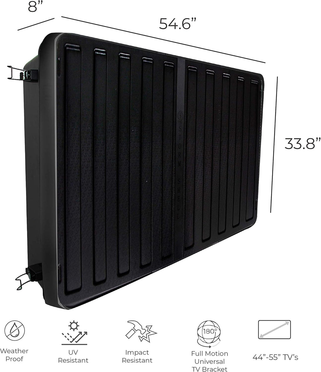 Outdoor TV Hard Cover Weatherproof Protection for Television - Mounts Right on The Wall - TV Wall Mounting Bracket Included … (45-55 inch)  Black