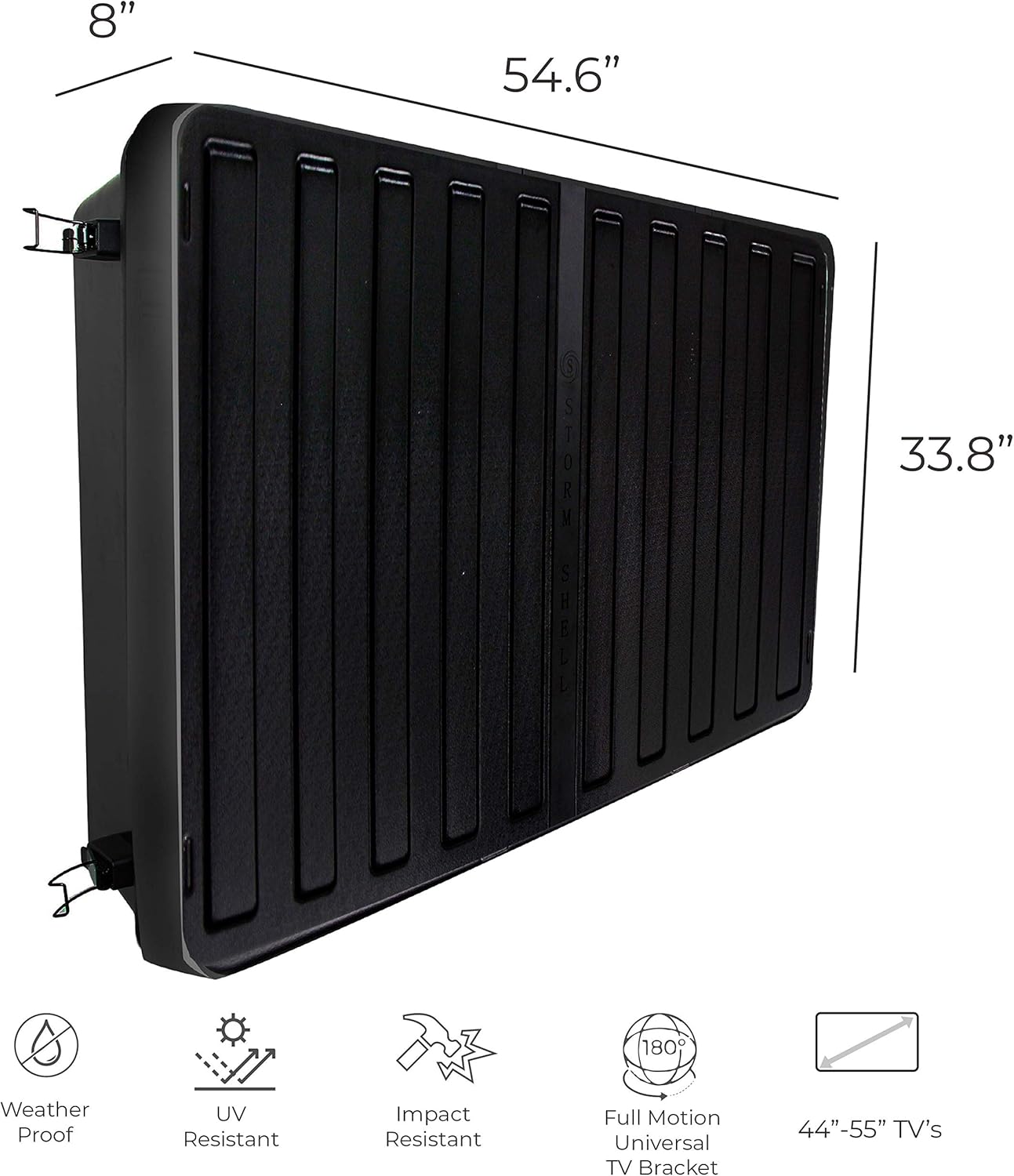 Outdoor TV Hard Cover Weatherproof Protection for Television - Mounts Right on The Wall - TV Wall Mounting Bracket Included … (45-55 inch)  Black