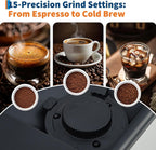 3rd-Gen Espresso Coffee Maker with Milk Frother - Removable Brewer & Grinder, Adjustable Coarseness/Flavor, 3-Level Coffee/Milk Volume, Detachable Milk Tank - Sleek Silve Spray Paint for Home Baristas