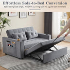 3-in-1 Pull Out Sofa Bed with Charging Station, Cup Holder & Side Storage - 70" Multi-Functional Recliner Sofa Bed for Home Living Room Grey 2