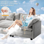 149.2" Modular Sectional Sofa,U Shaped Couch for Living Room,Modern Deep Seat Sofa 3 Seater Chenille Fabric Comfy Cloud Couches with Throw Pillows & Movable Ottoman