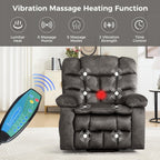 Power Lift Recliner Chair for Elderly with Vibration Massage and Lumbar Heating, Overstuffed Electric Lift Chair with 2 Side Pockets and Cup Holders, USB & Type-C for Living Room, Textile Black