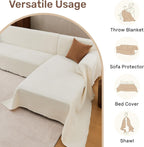 Sectional Couch Covers, 2 Pieces Washable L Shaped Couch Covers Sofa Blanket for Dogs Pet Friendly Sectional Sofa Slipcovers Furniture Covers,71"x 118"+ 71"x 118",(XX-Large,Cream White)