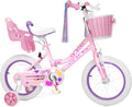 XJD Girls Bike for Toddlers 3-9 Years Old Kids, 12 14 16 Inch Kids Bike with Training Wheels, Streamers, Basket and Doll Seat