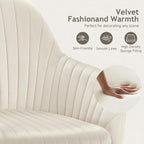 Warmiehomy Office Chair, Velvet Desk Chair for Home Office, Cozy Vanity Chair, Girl Cute Makeup Chair with Arm Rest for Bedroom Dressing Room (Cozy Beige)