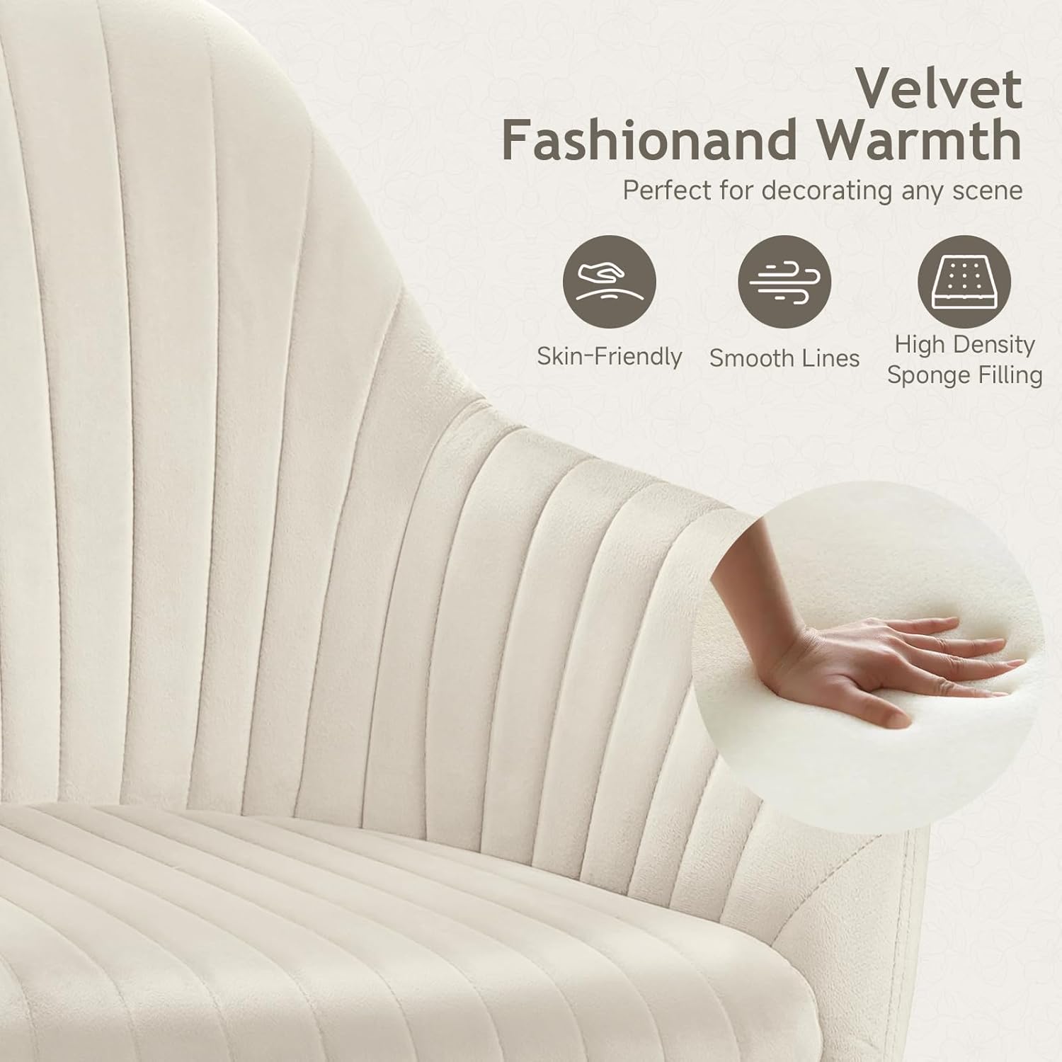 Warmiehomy Office Chair, Velvet Desk Chair for Home Office, Cozy Vanity Chair, Girl Cute Makeup Chair with Arm Rest for Bedroom Dressing Room (Cozy Beige)