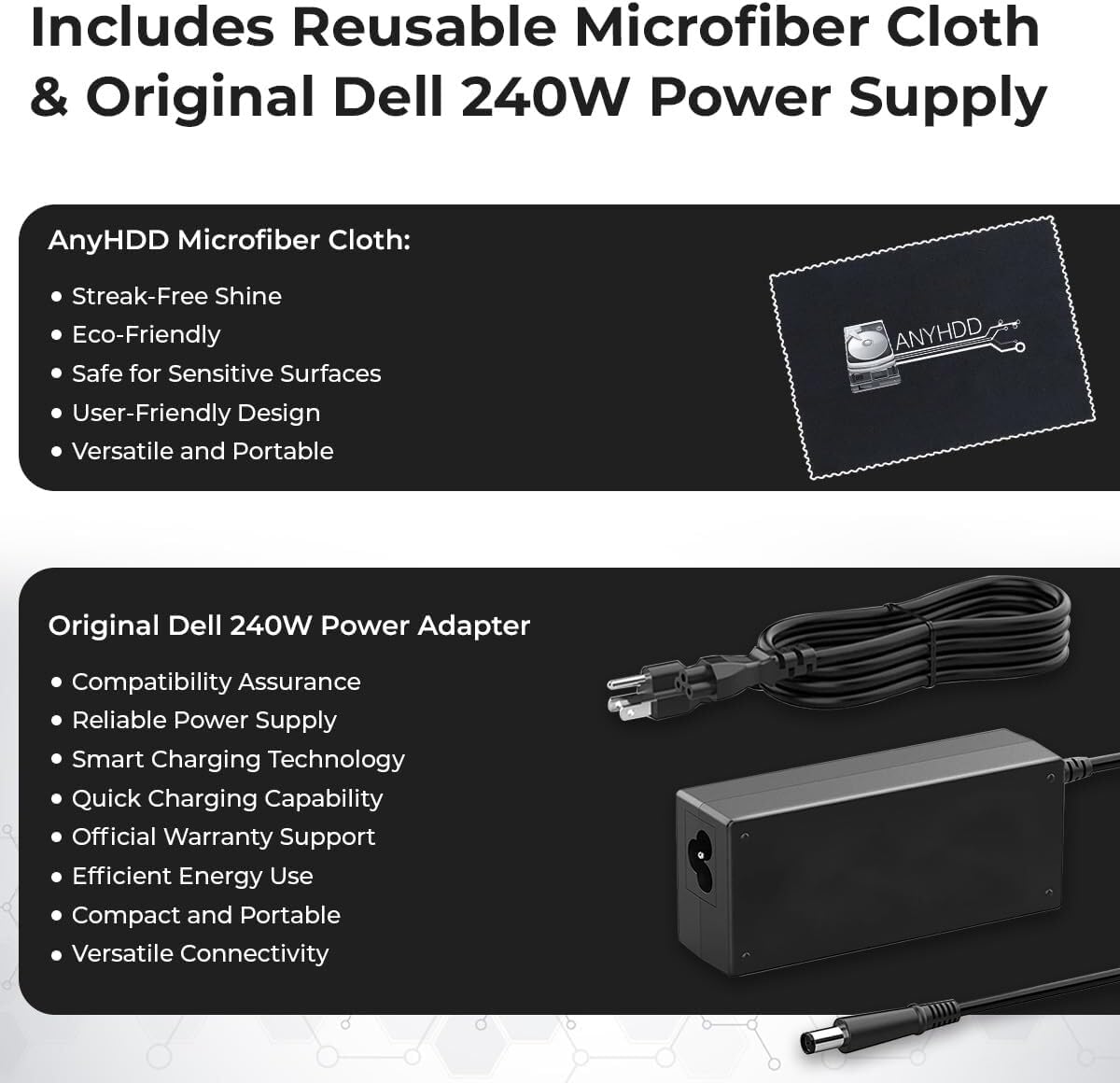 WD19DCS Dell Docking Station Dual Monitor - 4K Display  1 Year Warranty  USB-C Performance Dock with 240W Adapter  Anyhdd HDMI  DisplayPort  USB-C Cables & Cloth (New)