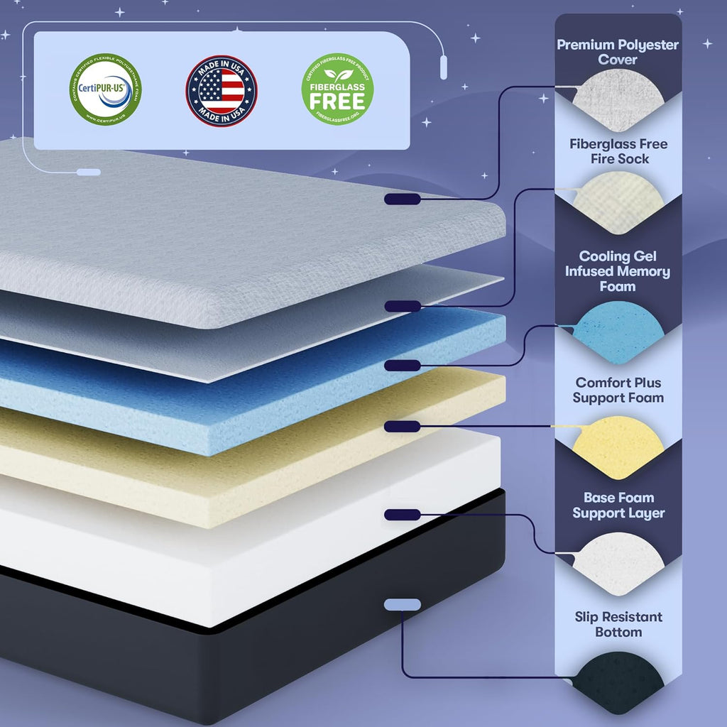 Celestial Aurora Adjustable Bed Base (Frame) + 12 inch Gel Memory Foam Mattress (Medium Soft), Easy Assembly, Head and Foot Lift, Zero Gravity, Memory Positions, CertiPUR-US Bed - TwinXL