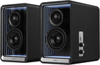 Edifier QR65 Desktop Active Monitor with 2.75" Long-Throw Aluminum Diaphragm mid-Low Drivers  Hi-Res Audio  Brilliant Light Effects  70W Output Power Bluetooth Speakers with Stands - Black