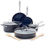 Blue Diamond Cookware Hard Anodized Ceramic Nonstick, 10 Piece Cookware Pots and Pans Set, Non-Toxic PFAS-Free, Dishwasher and Oven Safe, Durable, Even Heating, Metal Utensil Safe, Gray