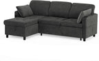84" L-Shape Pull Out Sofa with 2 Storage Chaise, Fabric Sectional Sleeper Sofa with Adjustable Backrest, Upholstered Reversible Couch Bed with USB Port for Living Room, House, Grey