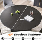 OKD 47 Inch Modern Wood Round Dining Table for 4, Dining Room Table with Stable Cross Pedestal Base & Thick Tabletop, Sturdy Circle Kitchen Table for Dinner Room, Kitchen, Nook, Black Oak