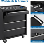 Heavy-Duty Rolling Tool Chest with 4 Lockable Drawers, Featuring a Sturdy Metal Cabinet and Smooth-Wheeling Mobility, Includes Protective Drawer Liners for Secure Storage