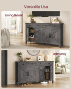 VASAGLE LIRY Collection - Buffet Cabinet, Coffee Bar Cabinet with 2 Drawers, Adjustable Shelves, Sideboard Storage with Cable Holes, Drawer Dividers, Misty Gray UBBK381GW01S