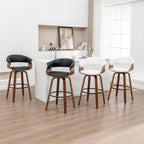 26 Inch Counter Height Bar Stools Set of 2, Mid Century Modern Counter Stool with Bentwood Frame Upholstered Seat for Kitchen Island/Counter, Cold White
