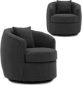 Swivel Barrel Chairs  .32 Inches Wide No Assembly Round Upholstered Armchairs Accent Chairs Single Sofa Chair for Living Room (Dark Grey, Set of 2)