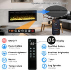 72 Inch WiFi Electric Fireplace Heater with Sound, Wall Mounted, Recessed or Free‑Standing, 750/1500W, 13 Flame & Fuel Bed Colors, Dimmable, Remote & App Control, Alexa & Google Home