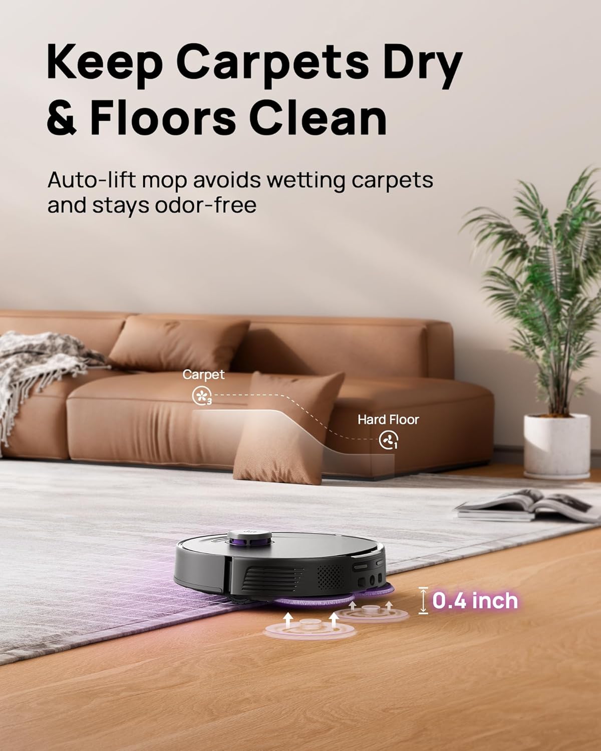 3i P10 Ultra Robot Vacuum and Mop Combo, 18,000 Pa Suction, Self-Emptying, Auto-Extending Edge Mopping, 140℉ Hot-Water Self-Cleaning, LiDAR Navigation, Automatic TangleCut for Pet Hair, 4 Carpet Modes