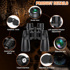 10-30x50 Zoom Binoculars for Adults  High Powered Military Binoculars for Bird Watching Traveling Hunting Concerts with Large View BAK4 FMC Lens Clear Low Light Vision at Night